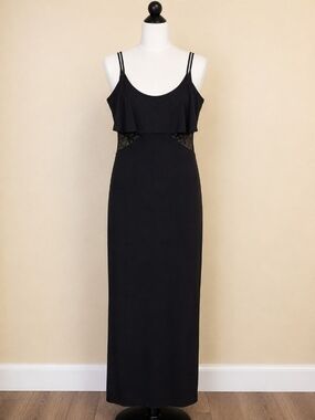 All That Jazz Black Lace-Trim Maxi Dress